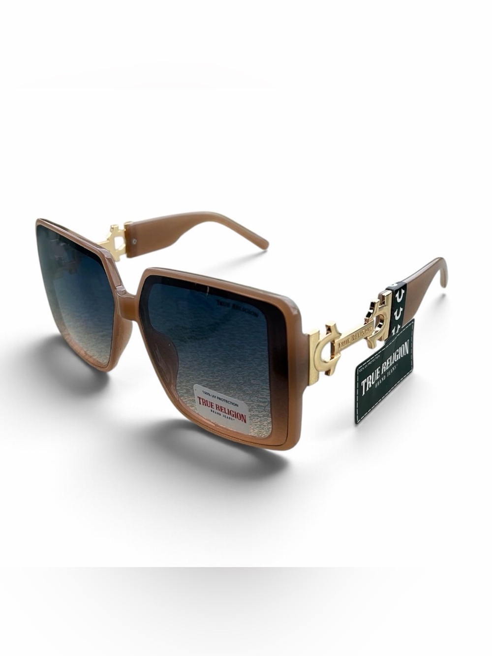 S20 True Religion Brown Square Frame Sunglasses with black Gradient Lenses NWT